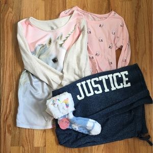 ❌sold❌Justice bundle 2 tops, sweatpants and sock